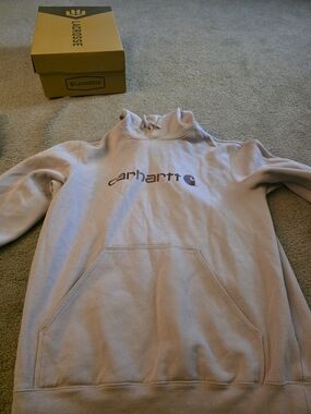 Carhartt Logo Pullover Hoodie in Light Beige